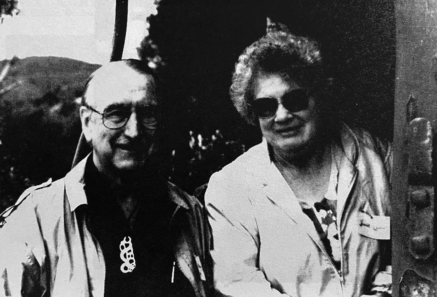 An elderly John Money and Janet Frame.