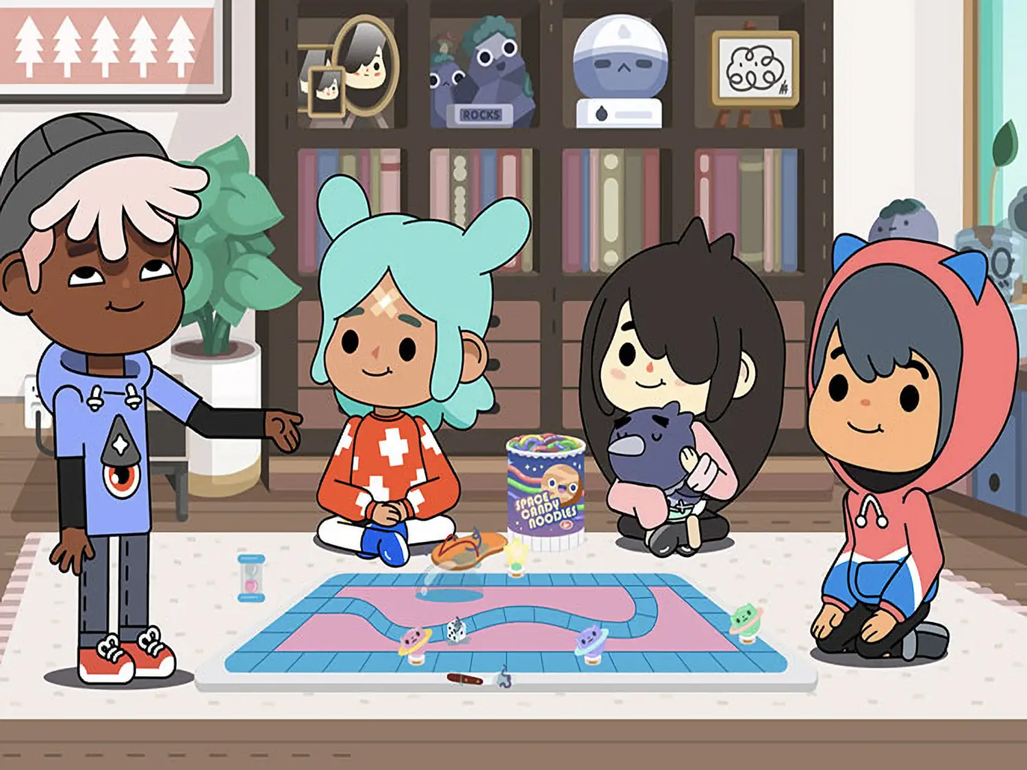 A Toca Boca scene displaying diverse and non-binary characters.