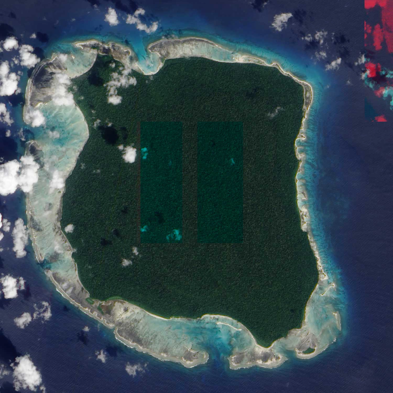 An aerial view of North Sentinel Island. 